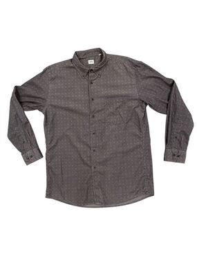 Uniqlo Grey Corduroy Shirt XL Men’s Long Sleeve Button Front Micro Dot Print
